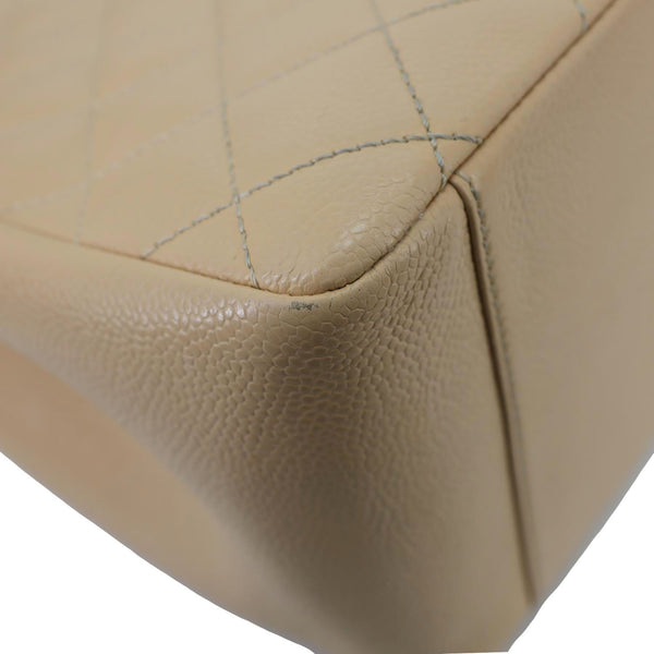 CHANEL Grand Shopping Quilted Caviar Leather GST Tote Bag Beige