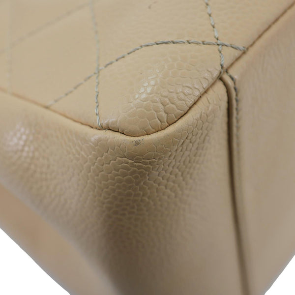CHANEL Grand Shopping Quilted Caviar Leather GST Tote Bag Beige