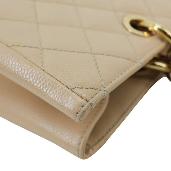 CHANEL Grand Shopping Quilted Caviar Leather GST Tote Bag Beige