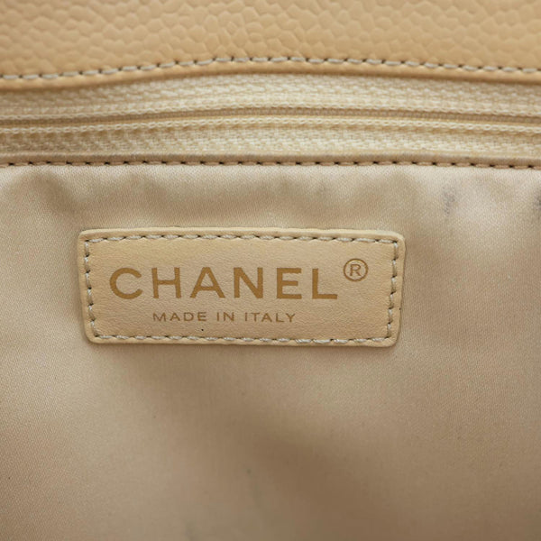 CHANEL Grand Shopping Quilted Caviar Leather GST Tote Bag Beige
