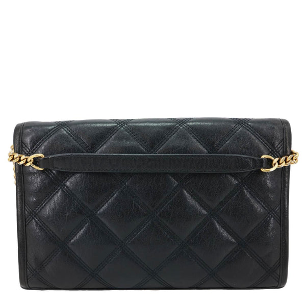 YVES SAINT LAURENT Becky Quilted Leather Crossbody Chain Wallet Black
