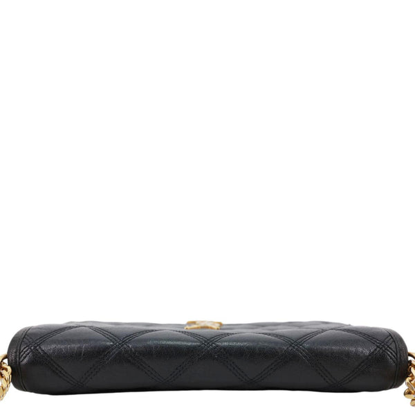 YVES SAINT LAURENT Becky Quilted Leather Crossbody Chain Wallet Black
