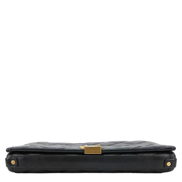 YVES SAINT LAURENT Becky Quilted Leather Crossbody Chain Wallet Black