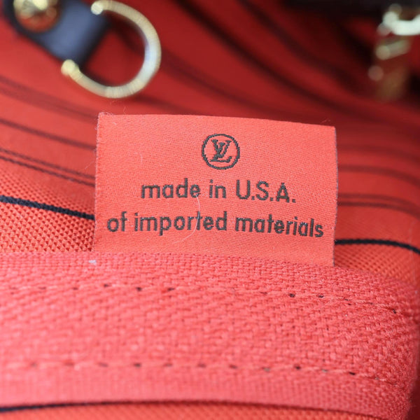 LOUIS VUITTON Neverfull MM Damier Ebene Tote Bag Red