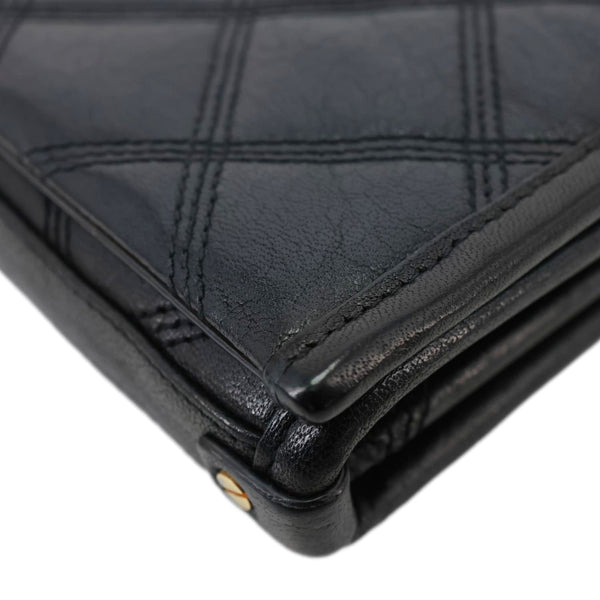 YVES SAINT LAURENT Becky Quilted Leather Crossbody Chain Wallet Black