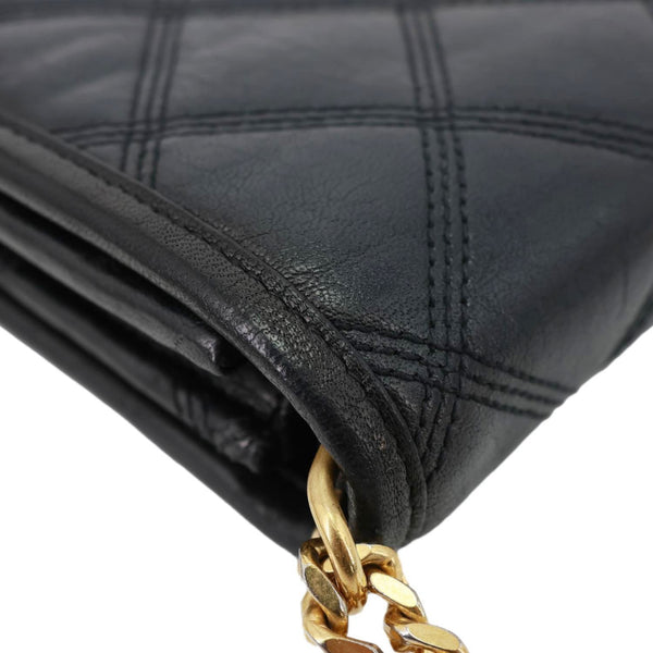 YVES SAINT LAURENT Becky Quilted Leather Crossbody Chain Wallet Black