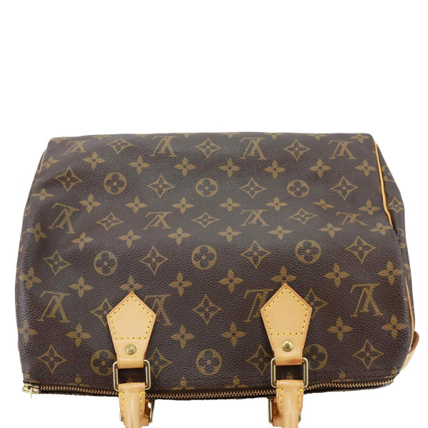 LOUIS VUITTON Speedy 30 Monogram Canvas Satchel Bag Brown