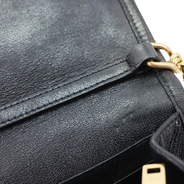 YVES SAINT LAURENT Becky Quilted Leather Crossbody Chain Wallet Black