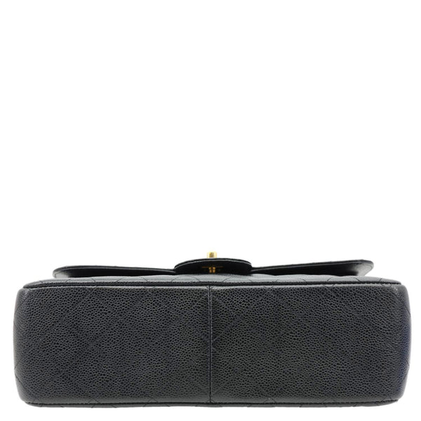 CHANEL Classic Jumbo Double Flap Quilted Caviar Leather Shoulder Bag Black