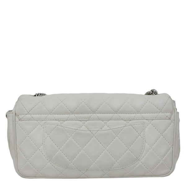 CHANEL Jumbo Icons Secret Label Flap Leather Satchel Bag White
