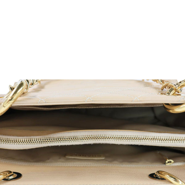 CHANEL Grand Shopping Quilted Caviar Leather GST Tote Bag Beige