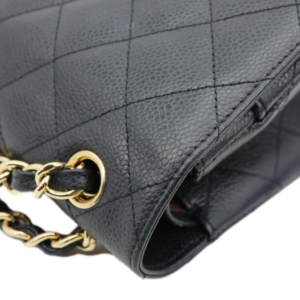 CHANEL Classic Jumbo Double Flap Quilted Caviar Leather Shoulder Bag Black