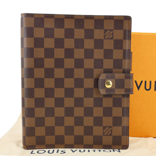LOUIS VUITTON Ring Agenda Large Damier Ebene Cover Brown