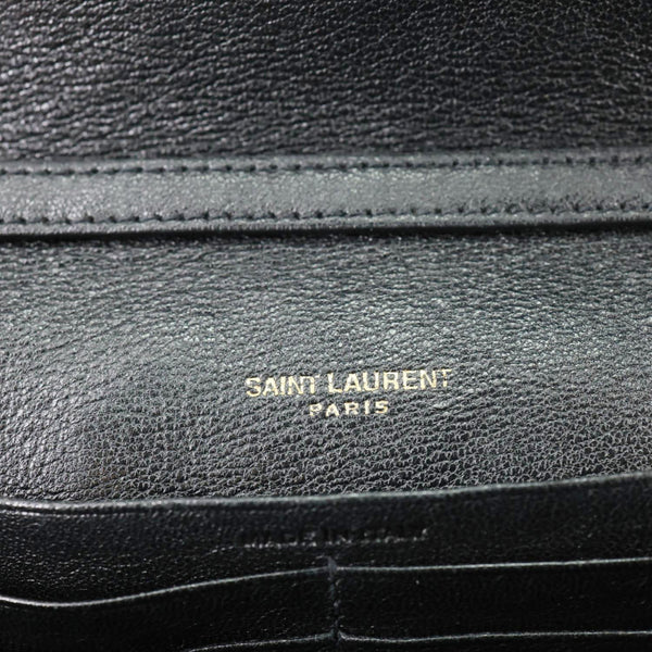 YVES SAINT LAURENT Becky Quilted Leather Crossbody Chain Wallet Black