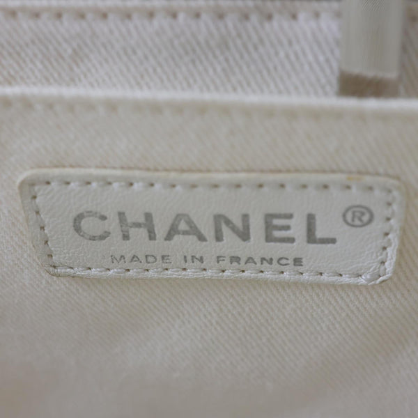 CHANEL Jumbo Icons Secret Label Flap Leather Satchel Bag White
