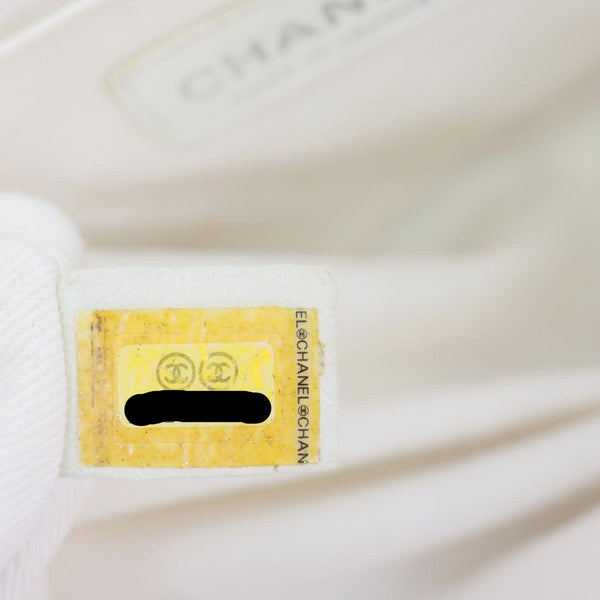 CHANEL Jumbo Icons Secret Label Flap Leather Satchel Bag White