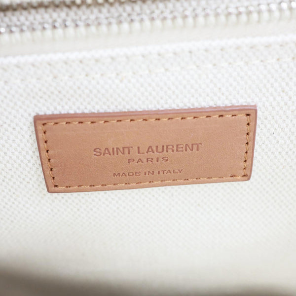 YVES SAINT LAURENT Rive Gauche Linen Canvas Bucket Shoulder Bag Off White