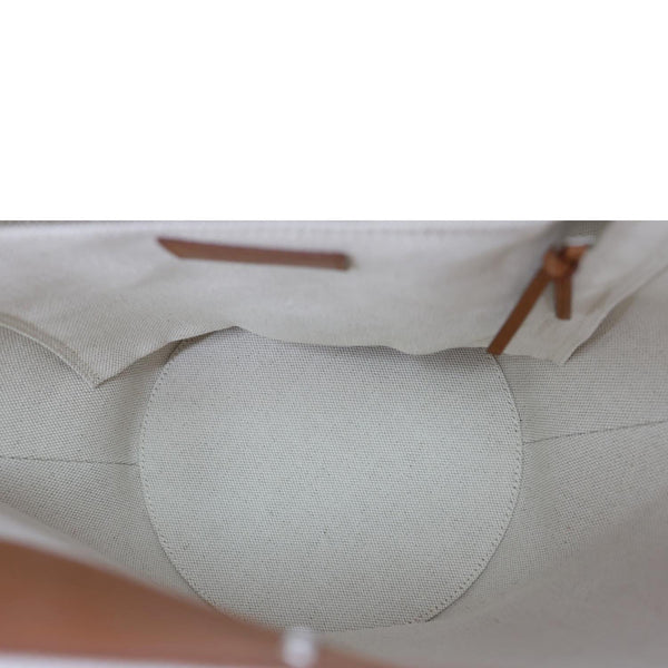 YVES SAINT LAURENT Rive Gauche Linen Canvas Bucket Shoulder Bag Off White