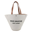 YVES SAINT LAURENT Rive Gauche Linen Canvas Bucket Shoulder Bag Off White
