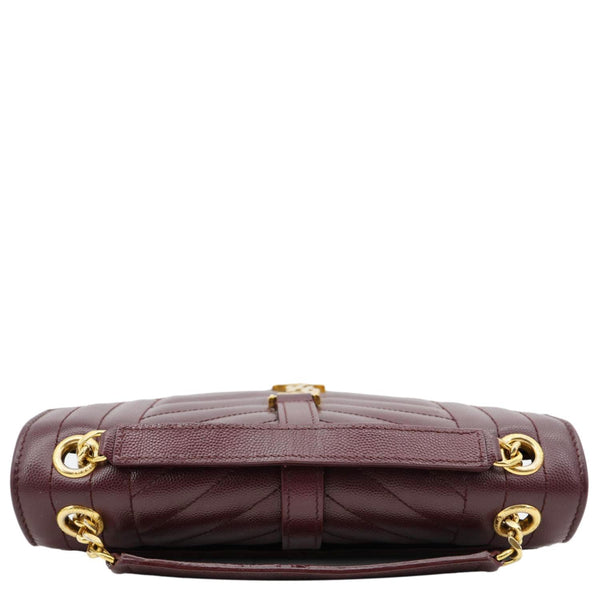 YVES SAINT LAURENT Envelope Flap Medium Grain De Poudre Crossbody Bag Burgundy