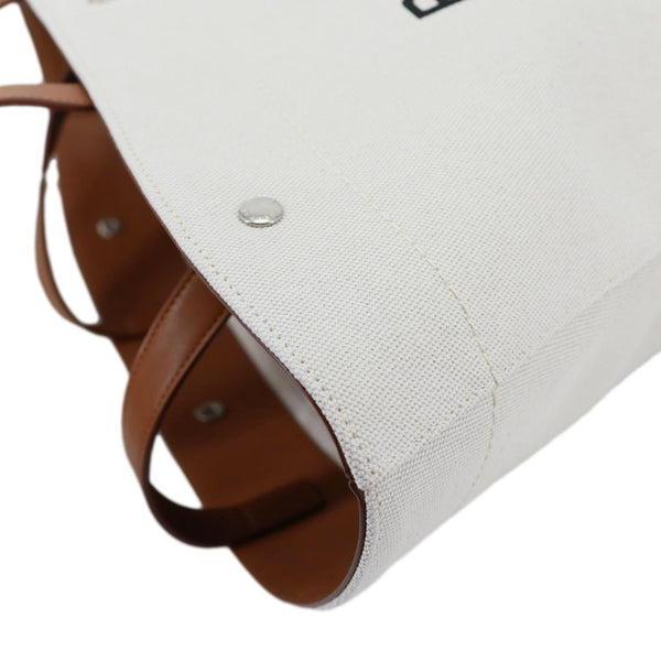 YVES SAINT LAURENT Rive Gauche Linen Canvas Bucket Shoulder Bag Off White