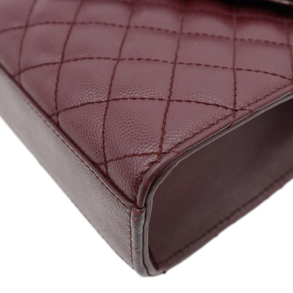 YVES SAINT LAURENT Envelope Flap Medium Grain De Poudre Crossbody Bag Burgundy