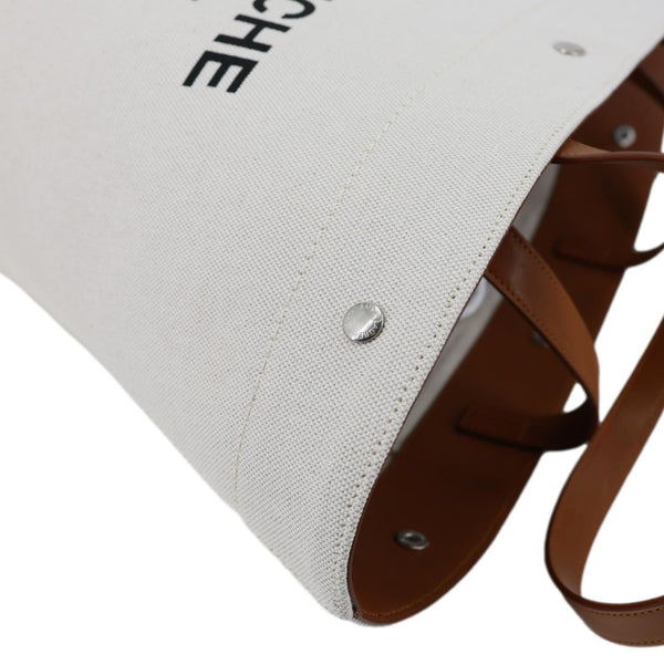 YVES SAINT LAURENT Rive Gauche Linen Canvas Bucket Shoulder Bag Off White