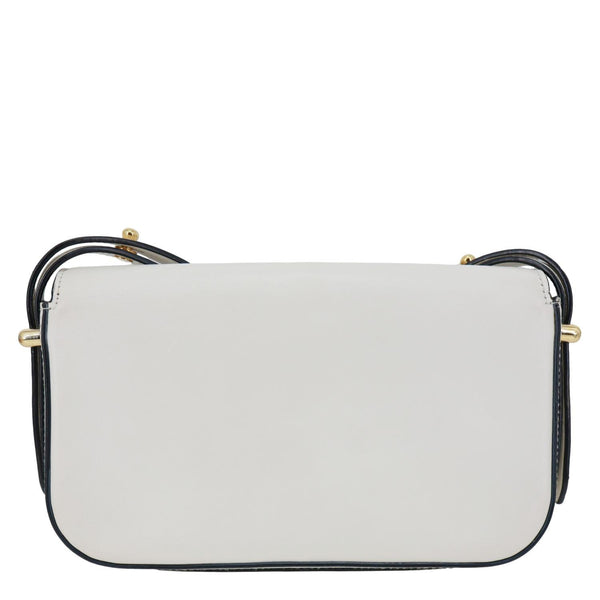 PRADA Metal Triangle Logo Flap Soft Calfskin Leather Shoulder Bag White