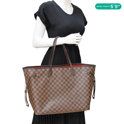 LOUIS VUITTON Neverfull GM Damier Ebene Tote Shoulder Bag Brown