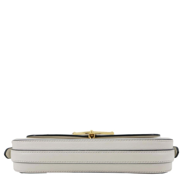 PRADA Metal Triangle Logo Flap Soft Calfskin Leather Shoulder Bag White