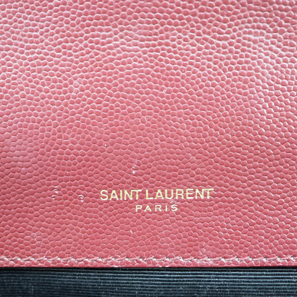 YVES SAINT LAURENT Envelope Flap Medium Grain De Poudre Crossbody Bag Burgundy