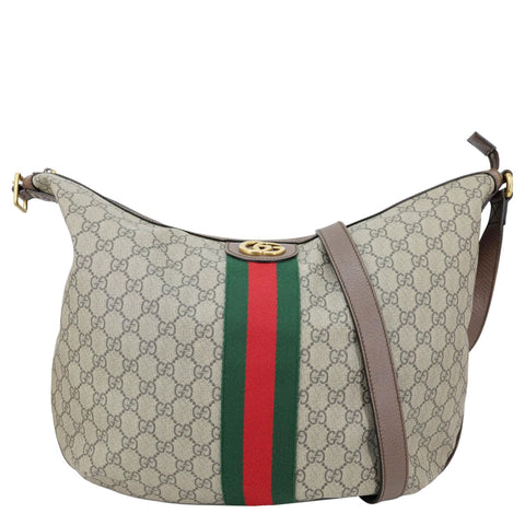 GUCCI Ophidia Half Moon GG Supreme Canvas Shoulder Bag Beige 547939