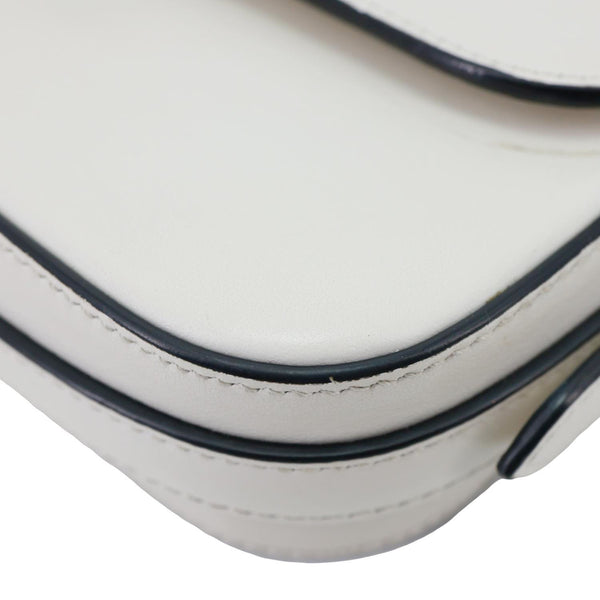 PRADA Metal Triangle Logo Flap Soft Calfskin Leather Shoulder Bag White