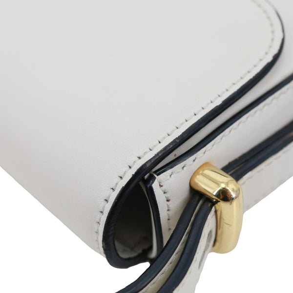 PRADA Metal Triangle Logo Flap Soft Calfskin Leather Shoulder Bag White