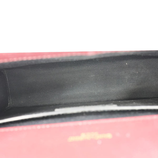 YVES SAINT LAURENT Envelope Flap Medium Grain De Poudre Crossbody Bag Burgundy