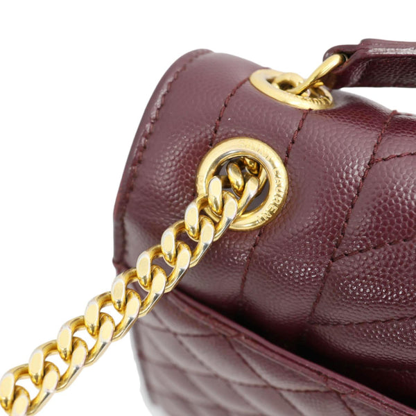 YVES SAINT LAURENT Envelope Flap Medium Grain De Poudre Crossbody Bag Burgundy
