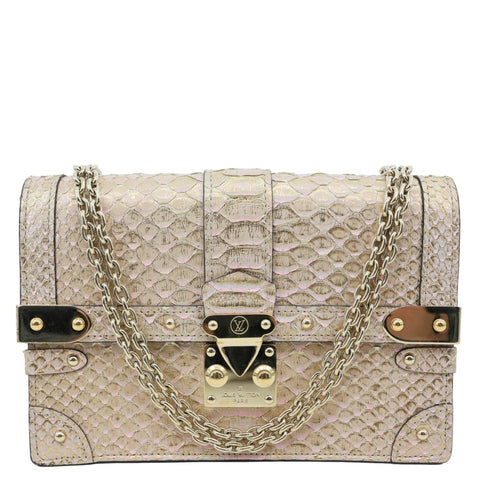 LOUIS VUITTON Trunk Python Leather Chain Wallet Shoulder Bag Pink