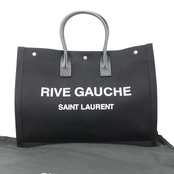 YVES SAINT LAURENT Rive Gauche Linen Tote Bag Black