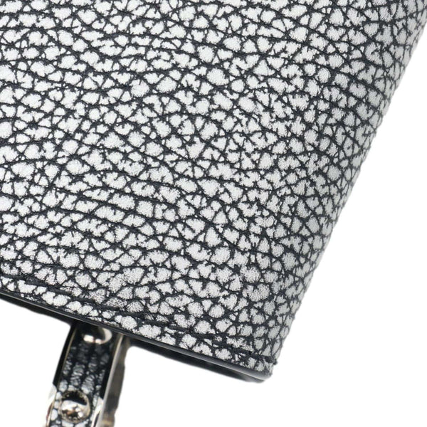 LOUIS VUITTON Capucines PM Chrome Taurillon Metallic Leather Crossbody Bag Silver