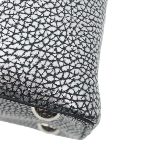 LOUIS VUITTON Capucines PM Chrome Taurillon Metallic Leather Crossbody Bag Silver