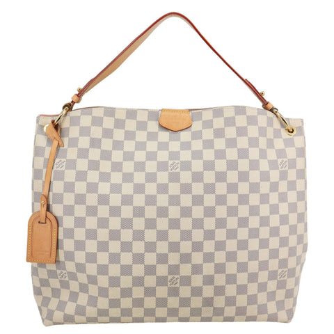 LOUIS VUITTON Graceful MM Damier Azur Hobo Bag Rose Ballerine