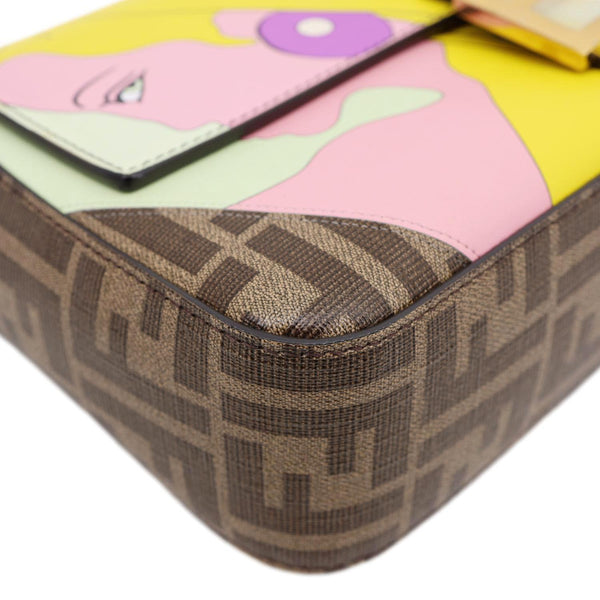 FENDI FF 1974 Hairdo Girls Inlay Glazed Fabric Baguette Bag Yellow