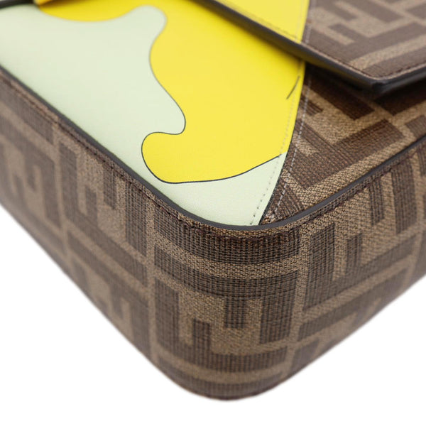 FENDI FF 1974 Hairdo Girls Inlay Glazed Fabric Baguette Bag Yellow