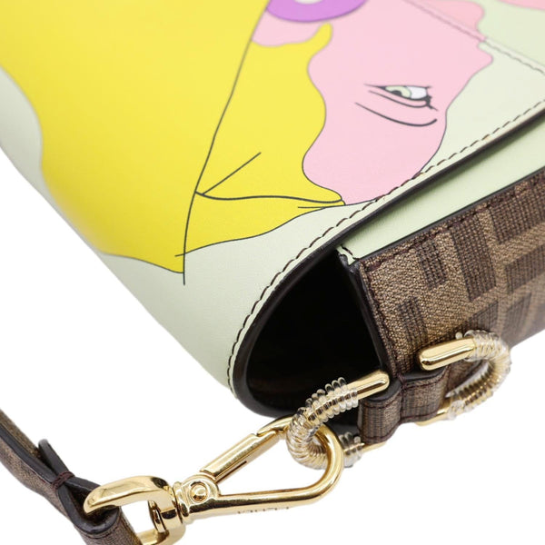 FENDI FF 1974 Hairdo Girls Inlay Glazed Fabric Baguette Bag Yellow