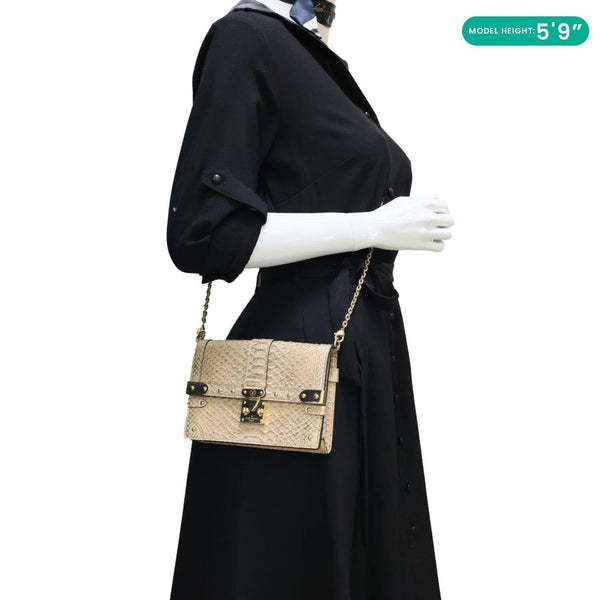 LOUIS VUITTON Trunk Python Leather Chain Wallet Shoulder Bag Pink