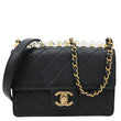 CHANEL Acrylic Beads Chic Pearls Flap Quilted Lambskin Leather Crossbody Bag Black