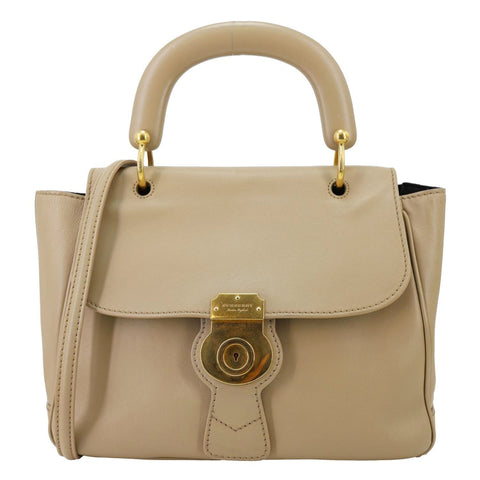 BURBERRY DK88 Medium Leather Top Handle Crossbody Bag Beige