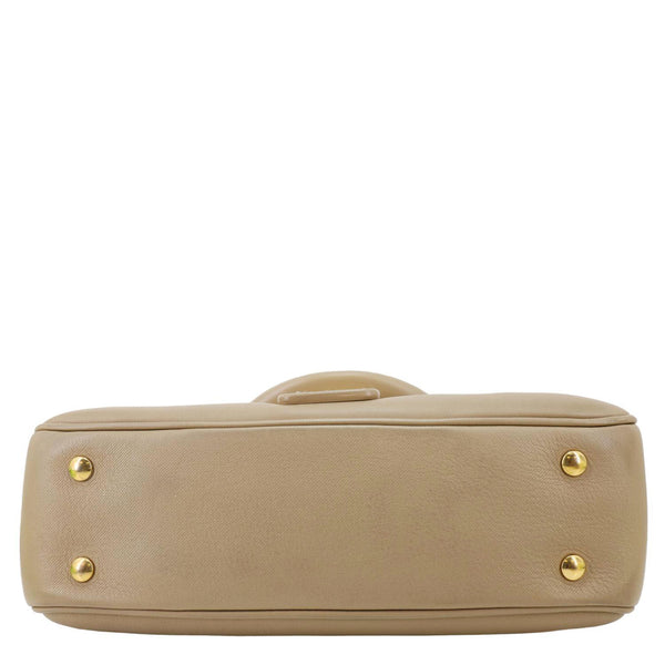BURBERRY DK88 Medium Leather Top Handle Crossbody Bag Beige