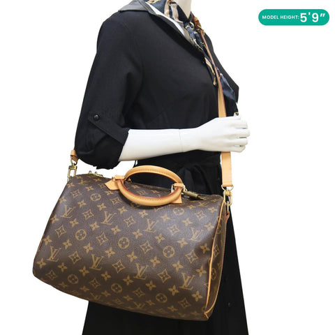 LOUIS VUITTON Speedy 30 Bandouliere Monogram Canvas Crossbody Bag Brown