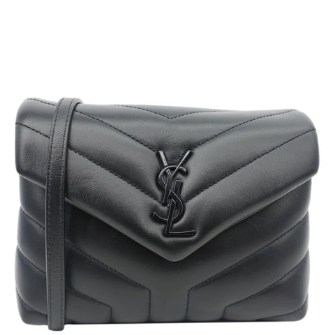 YVES SAINT LAURENT Loulou Toy Quilted Leather Crossbody Bag Black